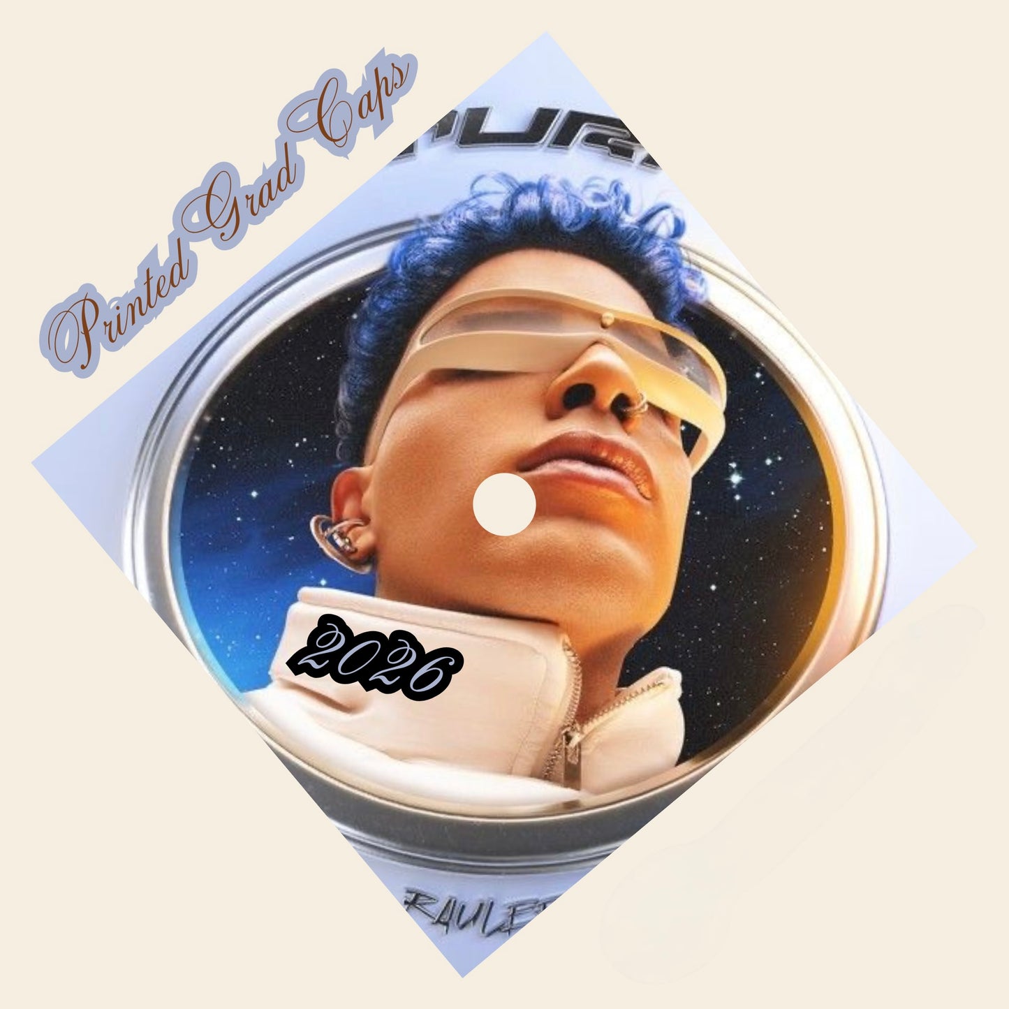 Rauw Alejandro Printed Grad Cap