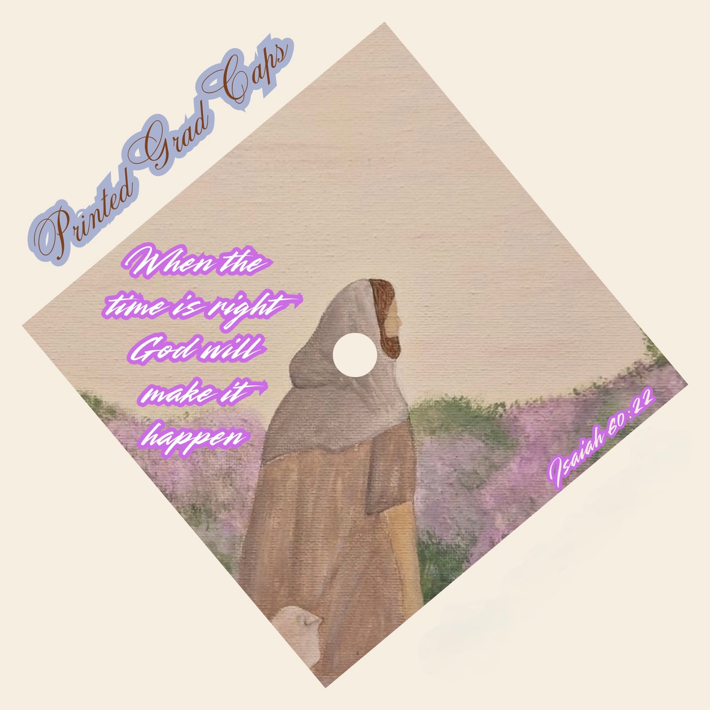 God Printed Grad Cap