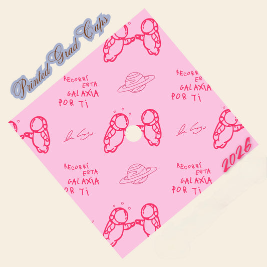 Pink Ivan Printed Grad Cap