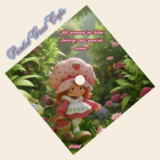 Strawberry Printed Grad Cap