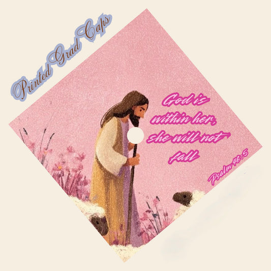 God Printed Grad Cap