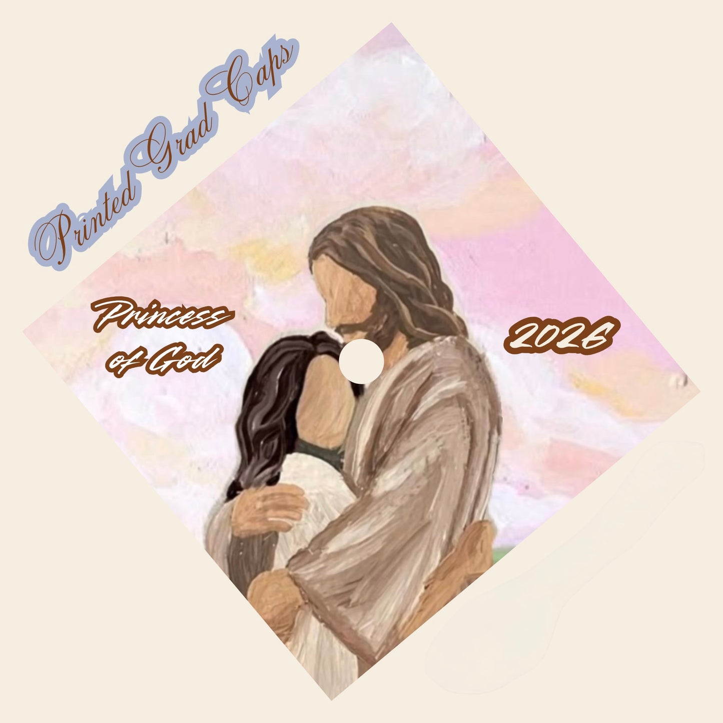 God Printed Grad Cap