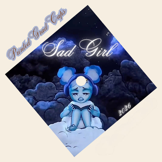 Sad Girl Printed Grad Cap