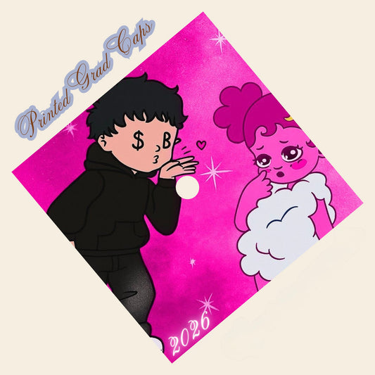 Pink Junior H Printed Grad Cap